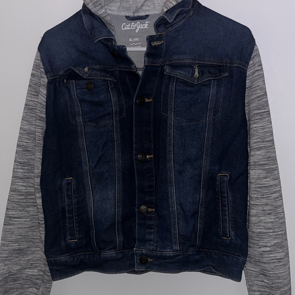 Cat & Jack Blue Denim Jacket with Gray Sleeves